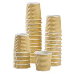 Wholesale 4oz Ripple Paper Hot Cups - Kraft (62mm) - 1000 ct