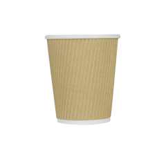 Wholesale 8oz Ripple Paper Hot Cups - Kraft (80mm) - 500 ct