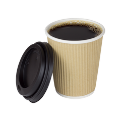 Wholesale 8oz Ripple Paper Hot Cups - Kraft (80mm) - 500 ct