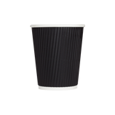 Wholesale 8oz Ripple Paper Hot Cups - Black (80mm) - 500 ct