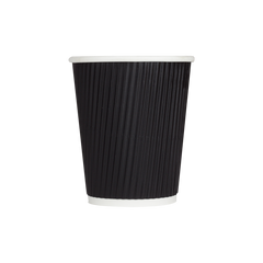 Wholesale 8oz Ripple Paper Hot Cups - Black (80mm) - 500 ct