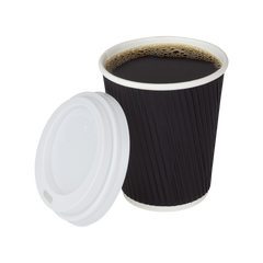 Wholesale 8oz Ripple Paper Hot Cups - Black (80mm) - 500 ct