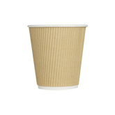 Wholesale 10oz Ripple Paper Hot Cups - Kraft (90mm) - 500 ct