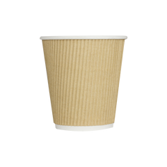 Wholesale 10oz Ripple Paper Hot Cups - Kraft (90mm) - 500 ct
