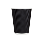 Wholesale 12oz Ripple Paper Hot Cups - Black (90mm) - 500 ct