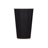Wholesale 16oz Ripple Paper Hot Cups - Black (90mm) - 500 ct