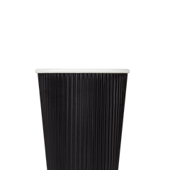 Wholesale 16oz Ripple Paper Hot Cups - Black (90mm) - 500 ct
