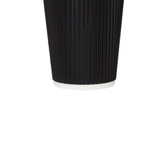 Wholesale 16oz Ripple Paper Hot Cups - Black (90mm) - 500 ct