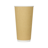 Wholesale 20oz Ripple Paper Hot Cups - Kraft (90mm) - 500 ct