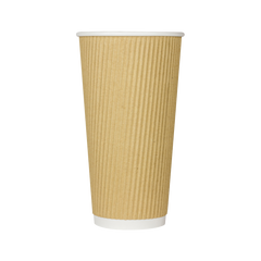 Wholesale 20oz Ripple Paper Hot Cups - Kraft (90mm) - 500 ct