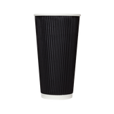Wholesale 20oz Ripple Paper Hot Cups - Black (90mm) - 500 ct