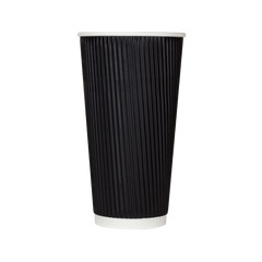 Wholesale 20oz Ripple Paper Hot Cups - Black (90mm) - 500 ct