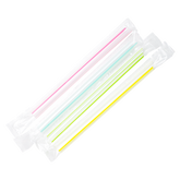 Wholesale 7.5'' Boba Straws (10mm) Poly Wrapped - Mixed Striped Colors - 2,000 ct