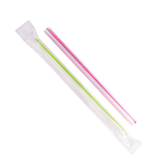 Wholesale 7.5'' Boba Straws (10mm) Poly Wrapped - Mixed Striped Colors - 2,000 ct