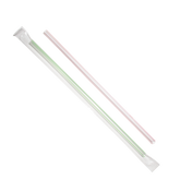 Wholesale 7.5'' Jumbo Straws (5mm) Poly Wrapped - Mixed Striped Colors - 8,000 ct