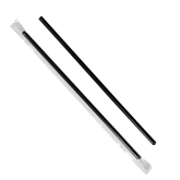 Wholesale 9" Jumbo Straws (5mm) Poly Wrapped - Black - 2,000 ct
