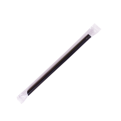 Wholesale 9'' Boba Straws (10mm) Poly Wrapped - Black - 1,600 ct
