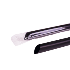 Wholesale 9'' Boba Straws (10mm) Poly Wrapped - Black - 1,600 ct