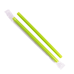 Wholesale 9'' Boba Straws (10mm) Poly Wrapped - Green - 1,600 ct