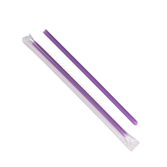 Wholesale 7.75'' Giant Straws (8mm) Poly Wrapped - Purple - 5,000 ct