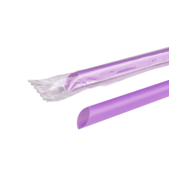Wholesale 7.75'' Giant Straws (8mm) Poly Wrapped - Purple - 5,000 ct