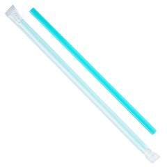 Wholesale 9'' Giant Straws (8mm) Paper Wrapped - Aqua - 2,500 ct