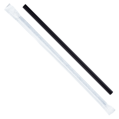 Wholesale 9'' Giant Straws (8mm) Paper Wrapped - Black - 2,500 ct