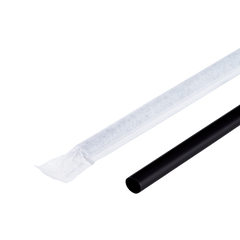 Wholesale 9'' Giant Straws (8mm) Paper Wrapped - Black - 2,500 ct