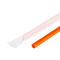 Wholesale 9'' Giant Straws (8mm) Paper Wrapped - Orange - 2,500 ct