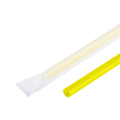 Wholesale 9'' Giant Straws (8mm) Paper Wrapped - Yellow - 2,500 ct