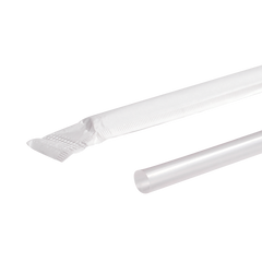 Wholesale 7.75'' Flexible Jumbo Straws (5mm) Paper Wrapped - Clear - 10,000 ct