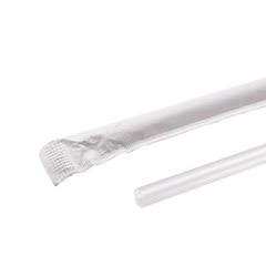 Wholesale 10.25'' Jumbo Straws (5mm) Paper Wrapped - Clear - 2,000 ct