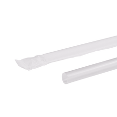 Wholesale 7.75'' Giant Straws (8mm) Paper Wrapped - Clear - 7,500 ct