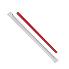 Wholesale 7.75'' Giant Straws (8mm) Paper Wrapped - Red - 7,500 ct