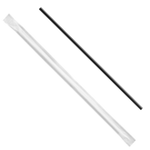 Wholesale 5.75" Plastic Stir Straw Paper Wrapped, Black - 10,000 ct