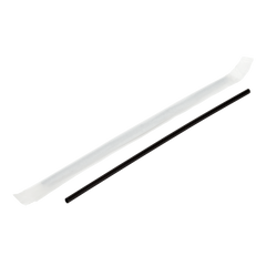Wholesale 7.5" Plastic Black Stir Straw Wrapped - 5,000 ct