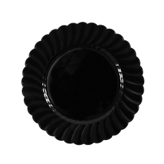 Wholesale 7" PS Plastic Scalloped Plate Black - 240 ct