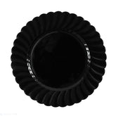 Wholesale 9" PS Plastic Scalloped Plate Black - 120 ct