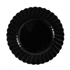 Wholesale 9" PS Plastic Scalloped Plate Black - 120 ct