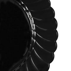 Wholesale 9" PS Plastic Scalloped Plate Black - 120 ct