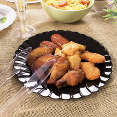 Wholesale 9" PS Plastic Scalloped Plate Black - 120 ct