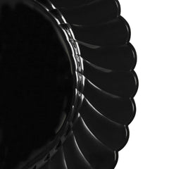 Wholesale 10.25" PS Plastic Scalloped Plate Black - 120 ct