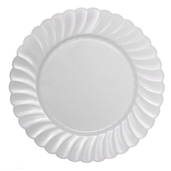 Wholesale 10.25" PS Plastic Scalloped Plate White - 120 ct