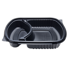 Wholesale 36oz PP Plastic Microwaveable Black Take Out Box, 2-compartment - 300 ct