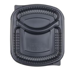 Wholesale 36oz PP Plastic Microwaveable Black Take Out Box, 2-compartment - 300 ct