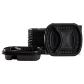 Wholesale 36oz PP Plastic Microwaveable Black Take Out Box, 2-compartment - 300 ct