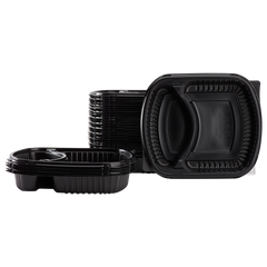 Wholesale 36oz PP Plastic Microwaveable Black Take Out Box, 2-compartment - 300 ct