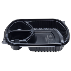 Wholesale 36oz PP Plastic Microwaveable Black Take Out Box 3-compartment - 300 ct