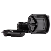 Wholesale 36oz PP Plastic Microwaveable Black Take Out Box 3-compartment - 300 ct