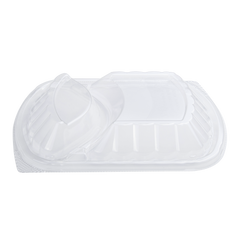 Wholesale OPS Lid for 36oz PP Plastic Microwaveable Black Take Out Box 2 Compartment - 300 ct